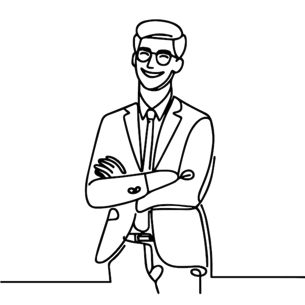 vector de medio cuerpo de hombre de negocios en estilo de línea continua