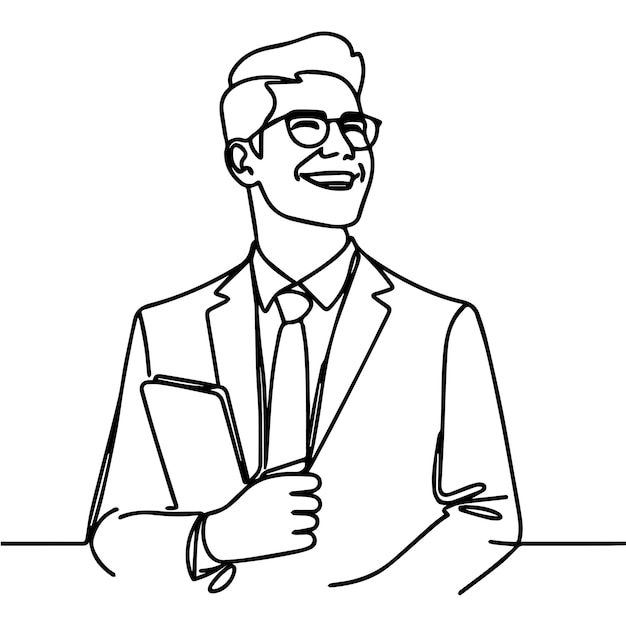 vector de medio cuerpo de hombre de negocios en estilo de línea continua