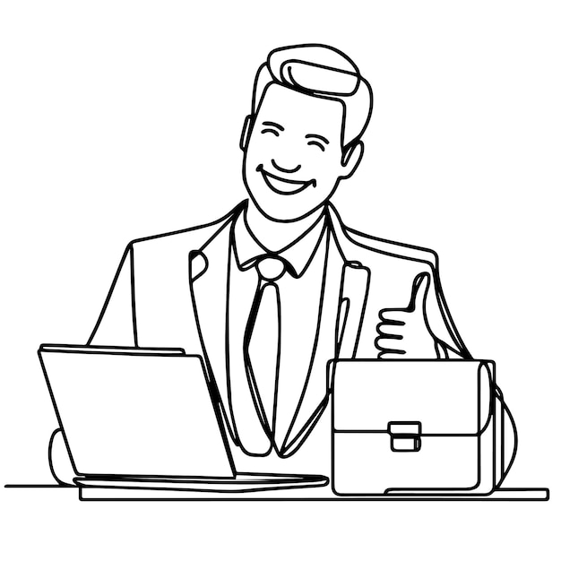 vector de medio cuerpo de hombre de negocios en estilo de línea continua