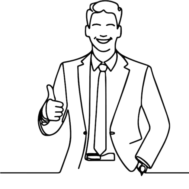 vector de medio cuerpo de hombre de negocios en estilo de línea continua