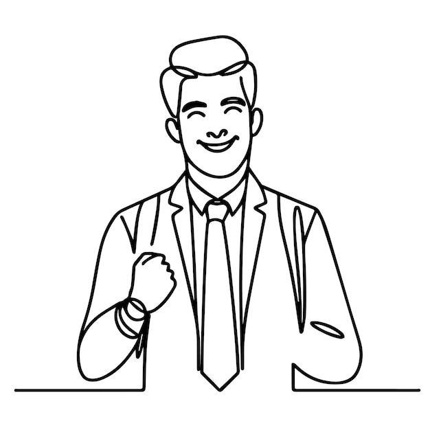 vector de medio cuerpo de hombre de negocios en estilo de línea continua