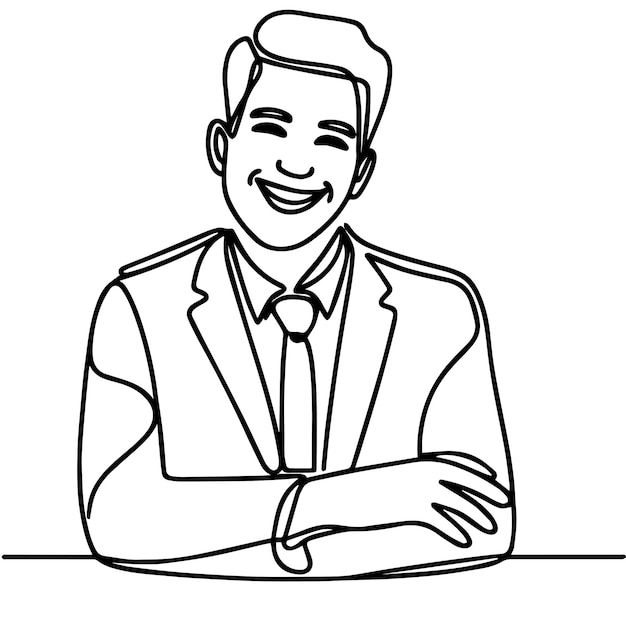 vector de medio cuerpo de hombre de negocios en estilo de línea continua