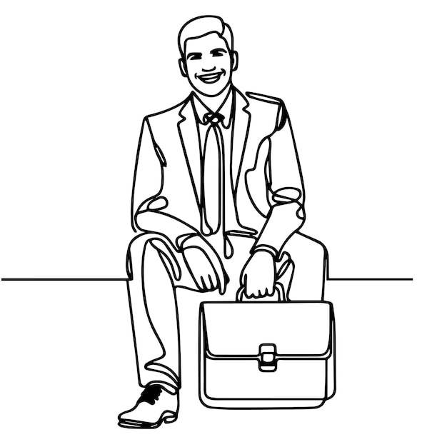 vector de medio cuerpo de hombre de negocios en estilo de línea continua