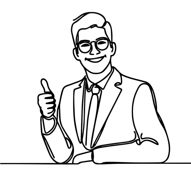 vector de medio cuerpo de hombre de negocios en estilo de línea continua
