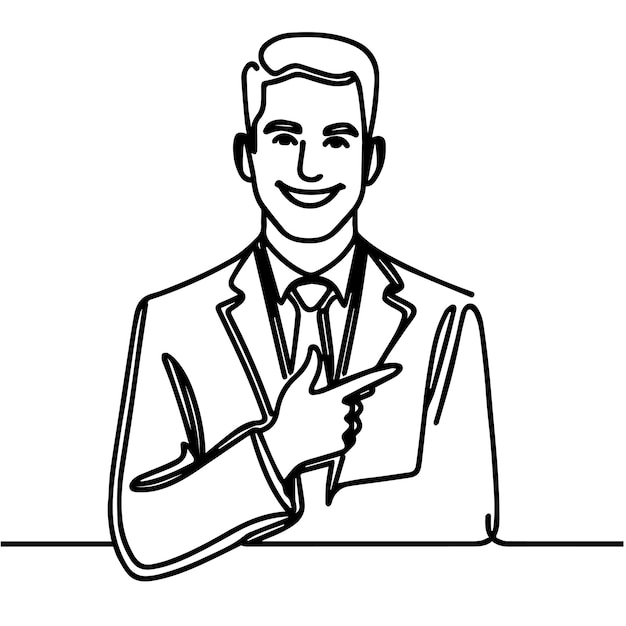 vector de medio cuerpo de hombre de negocios en estilo de línea continua