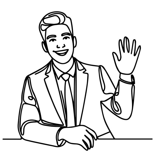 vector de medio cuerpo de hombre de negocios en estilo de línea continua