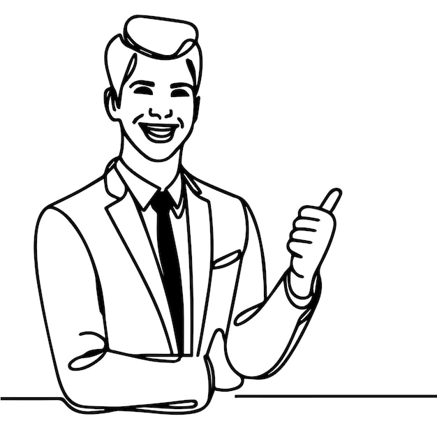 vector de medio cuerpo de hombre de negocios en estilo de línea continua