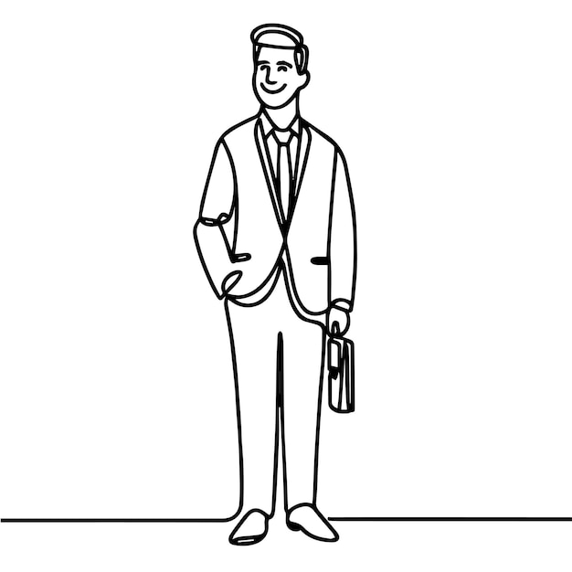 vector de medio cuerpo de hombre de negocios en estilo de línea continua