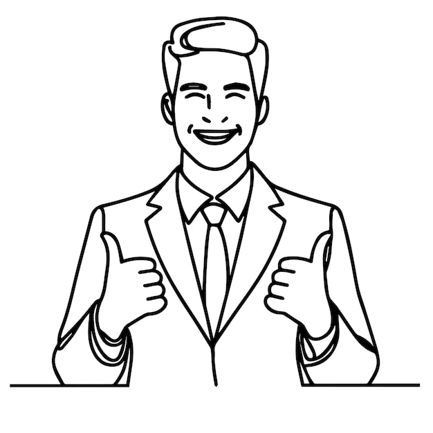 vector de medio cuerpo de hombre de negocios en estilo de línea continua