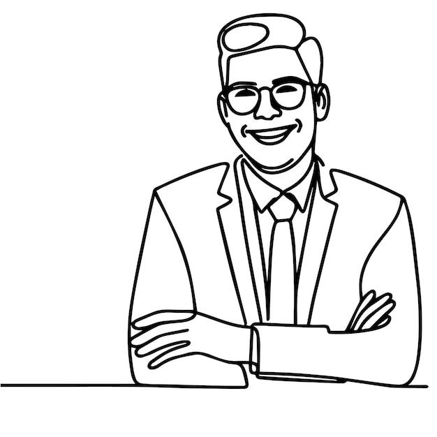 vector de medio cuerpo de hombre de negocios en estilo de línea continua