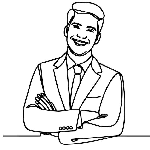 vector de medio cuerpo de hombre de negocios en estilo de línea continua