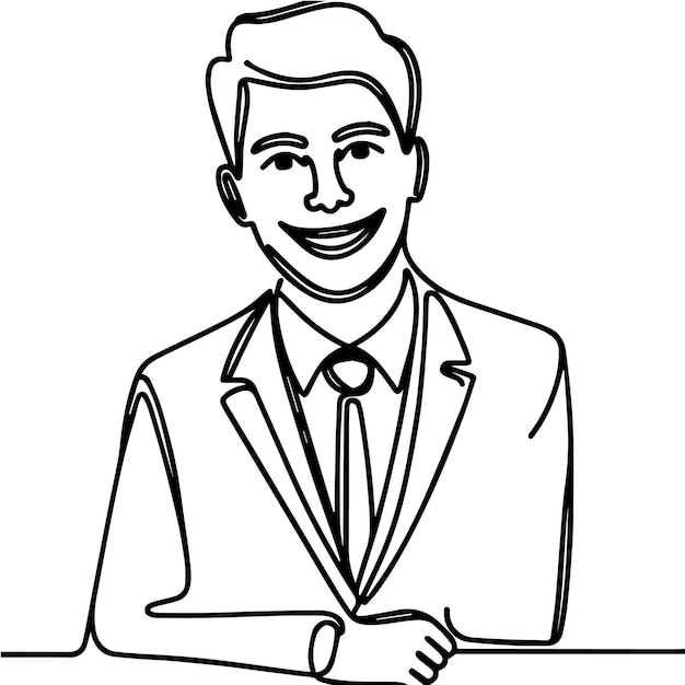vector de medio cuerpo de hombre de negocios en estilo de línea continua