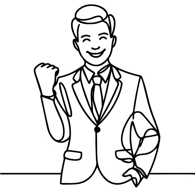 vector de medio cuerpo de hombre de negocios en estilo de línea continua
