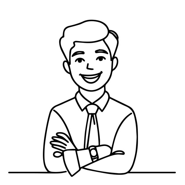 vector de medio cuerpo de hombre de negocios en estilo de línea continua