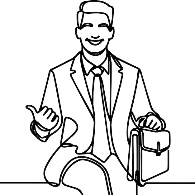 vector de medio cuerpo de hombre de negocios en estilo de línea continua
