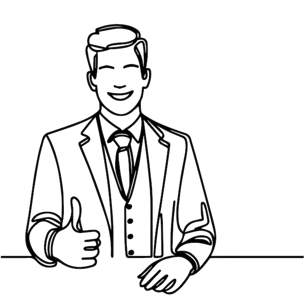 vector de medio cuerpo de hombre de negocios en estilo de línea continua