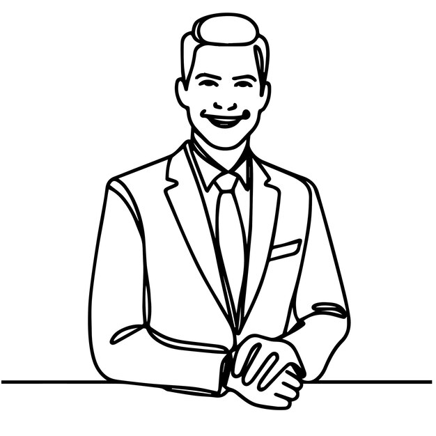 vector de medio cuerpo de hombre de negocios en estilo de línea continua
