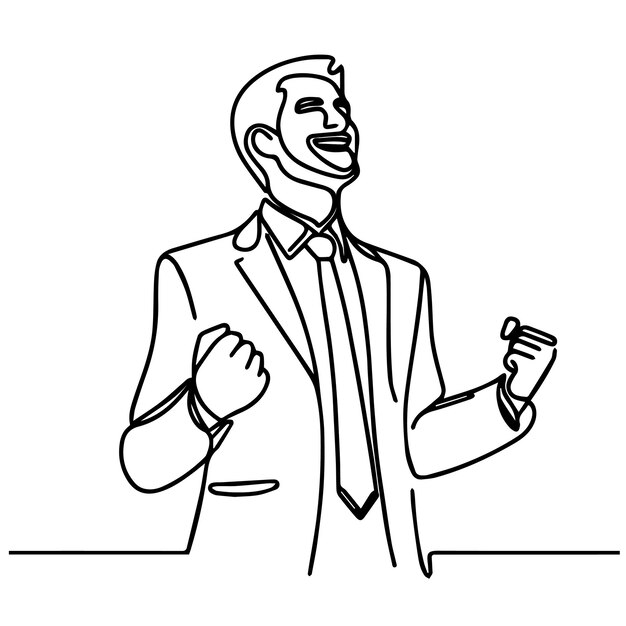 vector de medio cuerpo de hombre de negocios en estilo de línea continua