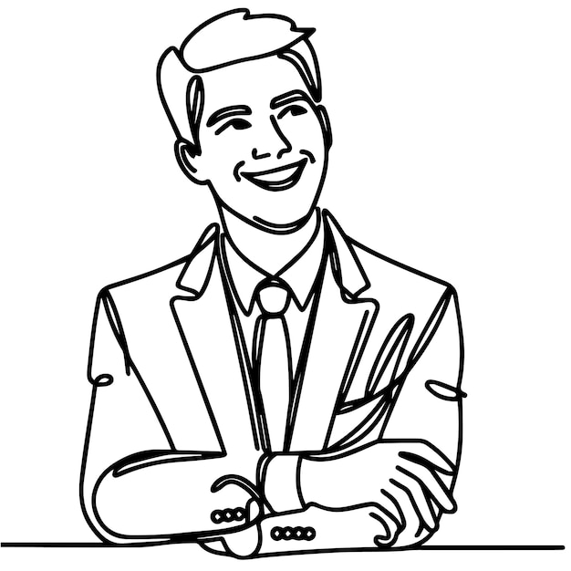 vector de medio cuerpo de hombre de negocios en estilo de línea continua