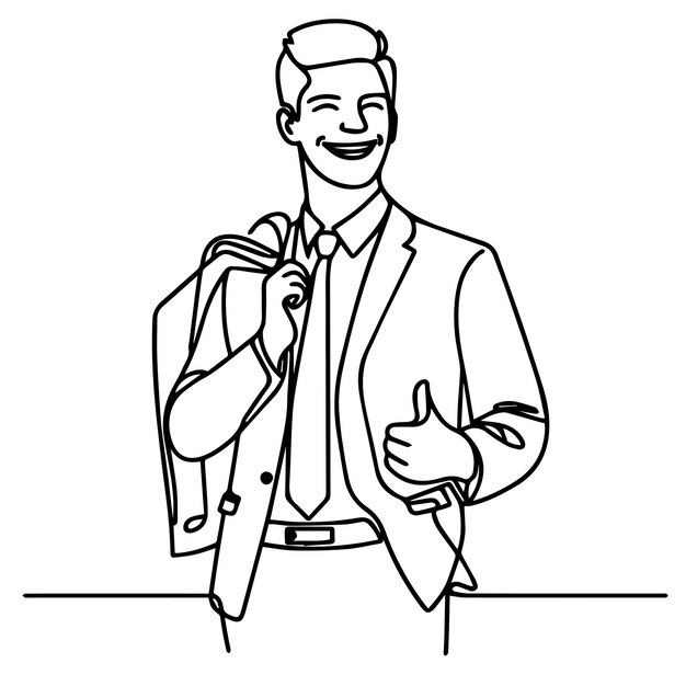 vector de medio cuerpo de hombre de negocios en estilo de línea continua