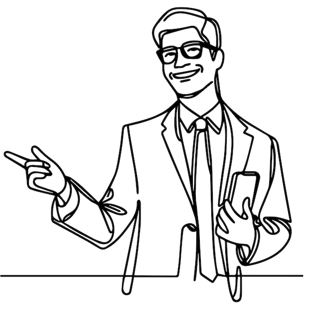 vector de medio cuerpo de hombre de negocios en estilo de línea continua