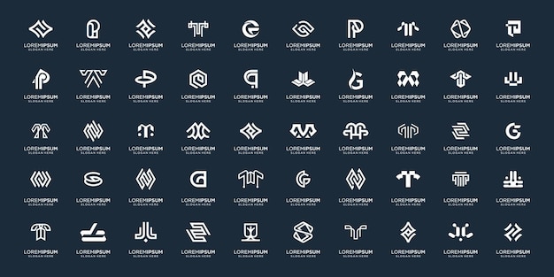 Vector mega logo monograma alfabeto inicial y colección de letras az logotipo signo emblema