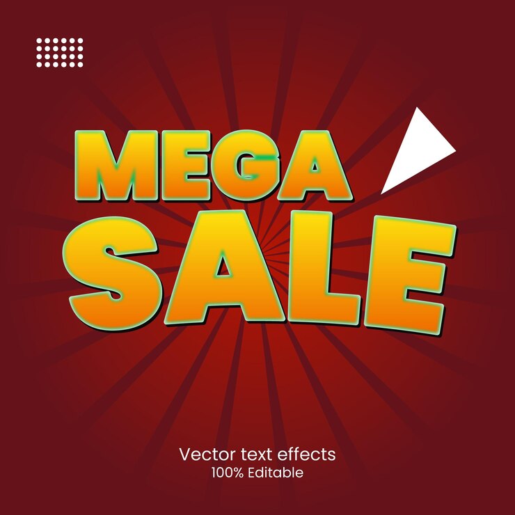 Vector vector mega sale diseño de efectos de texto 3d editables