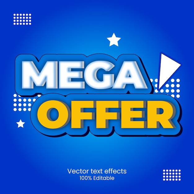 Vector mega Sale diseño de efectos de texto 3D editables