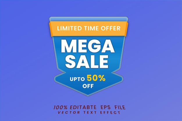 Vector mega venta efecto de texto 3D totalmente editable