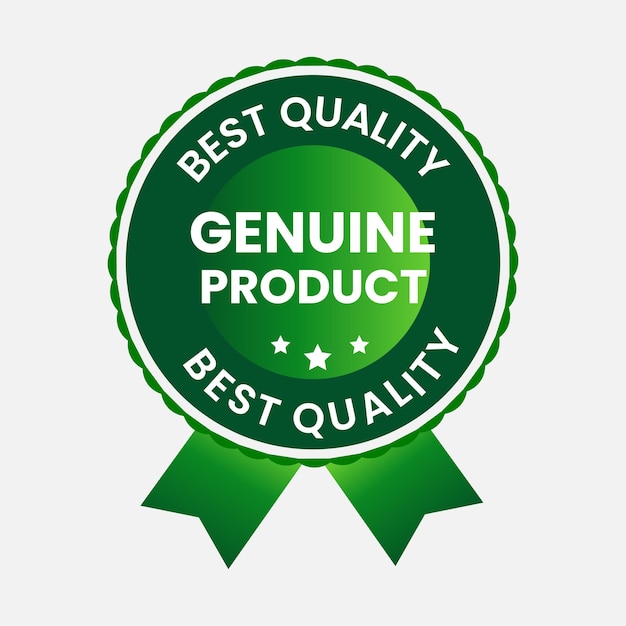 vector mejor calidad producto genuino etiqueta verde y fondo blanco