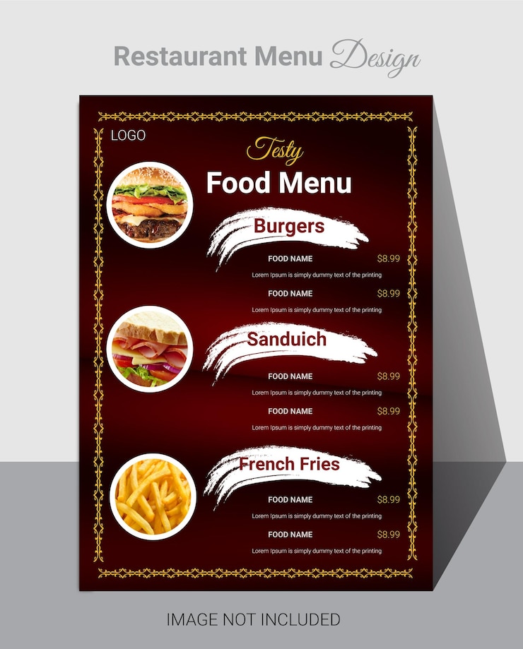 Vector vector mejor diseño de plantilla de menú de comida para restaurante