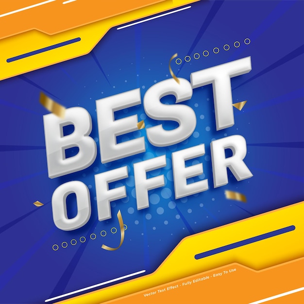 Vector mejor oferta promoción efecto de texto en negrita diseño de plantilla editable
