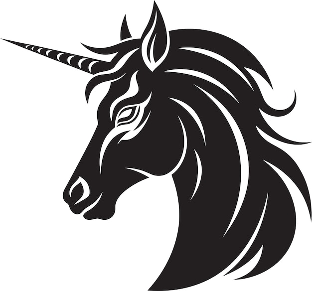Vector de la melena mágica Logotipo icónico del unicornio EncantadoElegancia Emblema creativo del unicornio