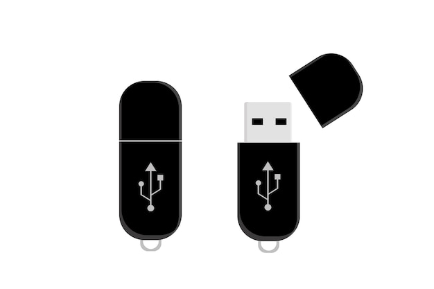 Un vector de memoria electrónica de unidad flash usb negro