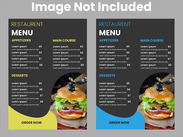 Vector menú de restaurante moderno para comida rápida