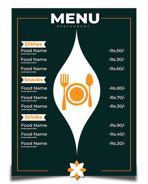 Vector de menú de un restaurante