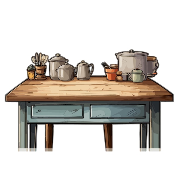 Vector de mesa de cocina sobre fondo blanco