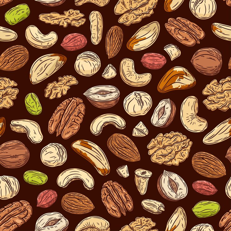 Vector vector mezclado nueces colorido patrón sin costuras