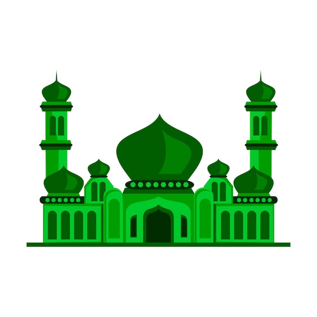 Vector de mezquita árabe islámica verde con diseño plano