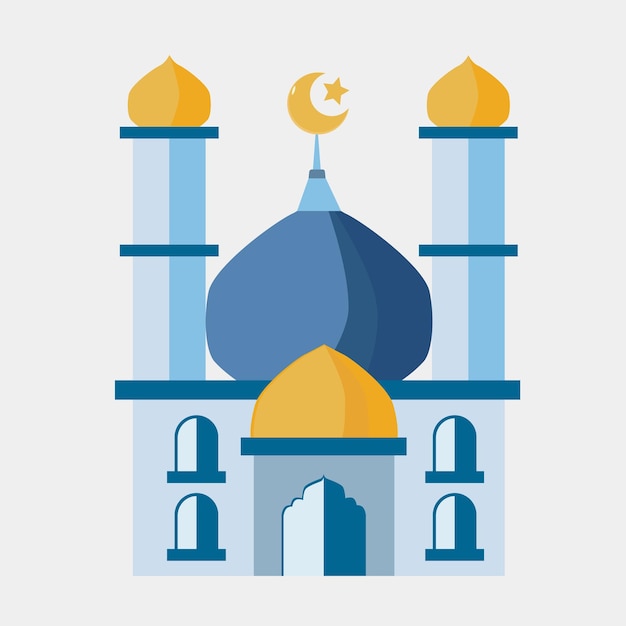 Vector de mezquita de color azul y dorado