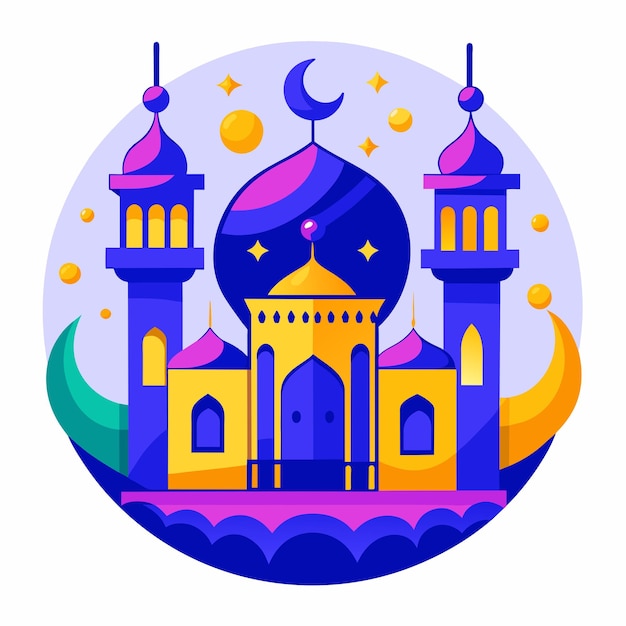 Vector mezquita con un hombre musulmán Ramadán vector
