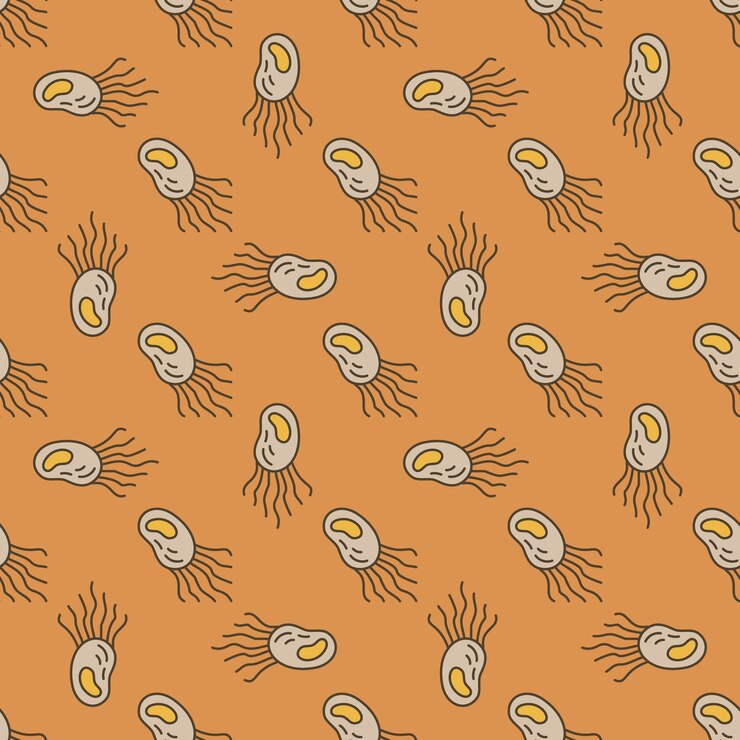 Vector vector de microbio procariota concepto de microbiología coloreado de patrones sin fisuras