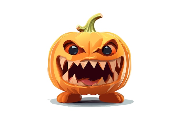 vector miedo enojado jack o linterna naranja horror calabaza vacaciones jack o linterna ilustración vectorial sobre fondo blanco