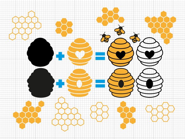 Vector de miel de abeja de colmena de conjunto