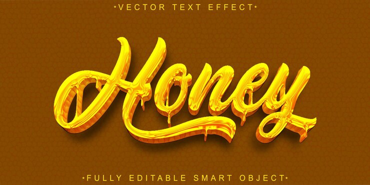 Vector vector de miel fluida efecto de texto de objeto inteligente totalmente editable