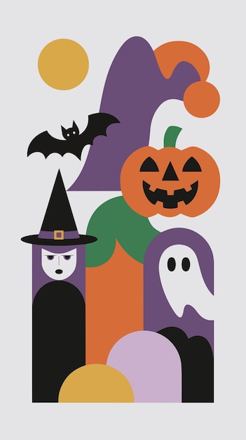 El vector minimalista de la bruja de Halloween