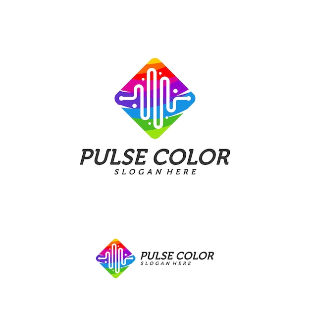 Vector vector minimalista del logotipo de pulso colorido, plantilla de icono de pulso colorido, diseño creativo