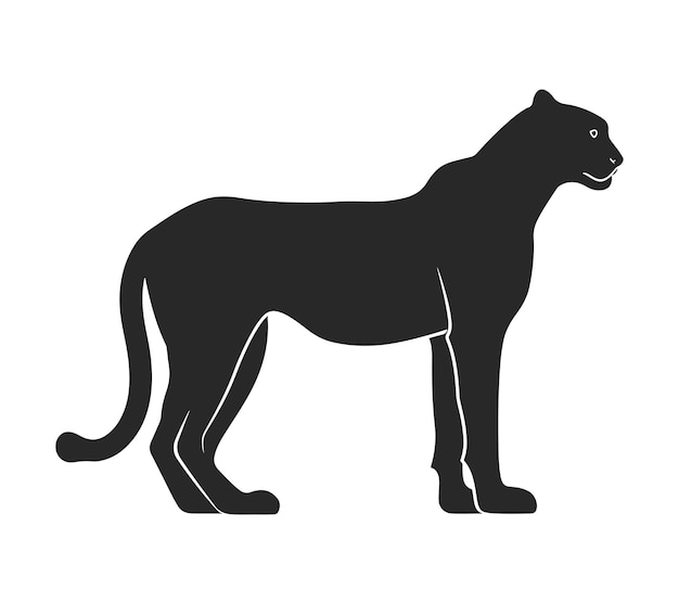 Vector minimalista de silueta de guepardo dibujado a mano sobre un fondo blanco