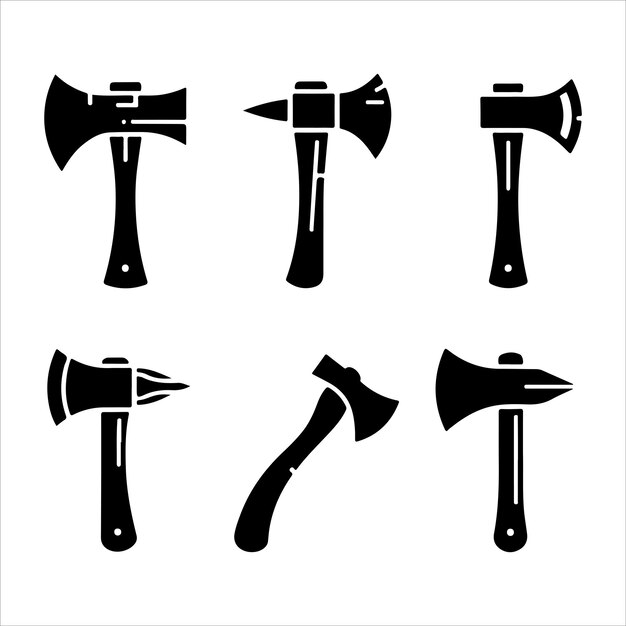 Vector mínimo Colección de vectores de silueta de hacha