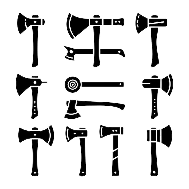 Vector mínimo Colección de vectores de silueta de hacha